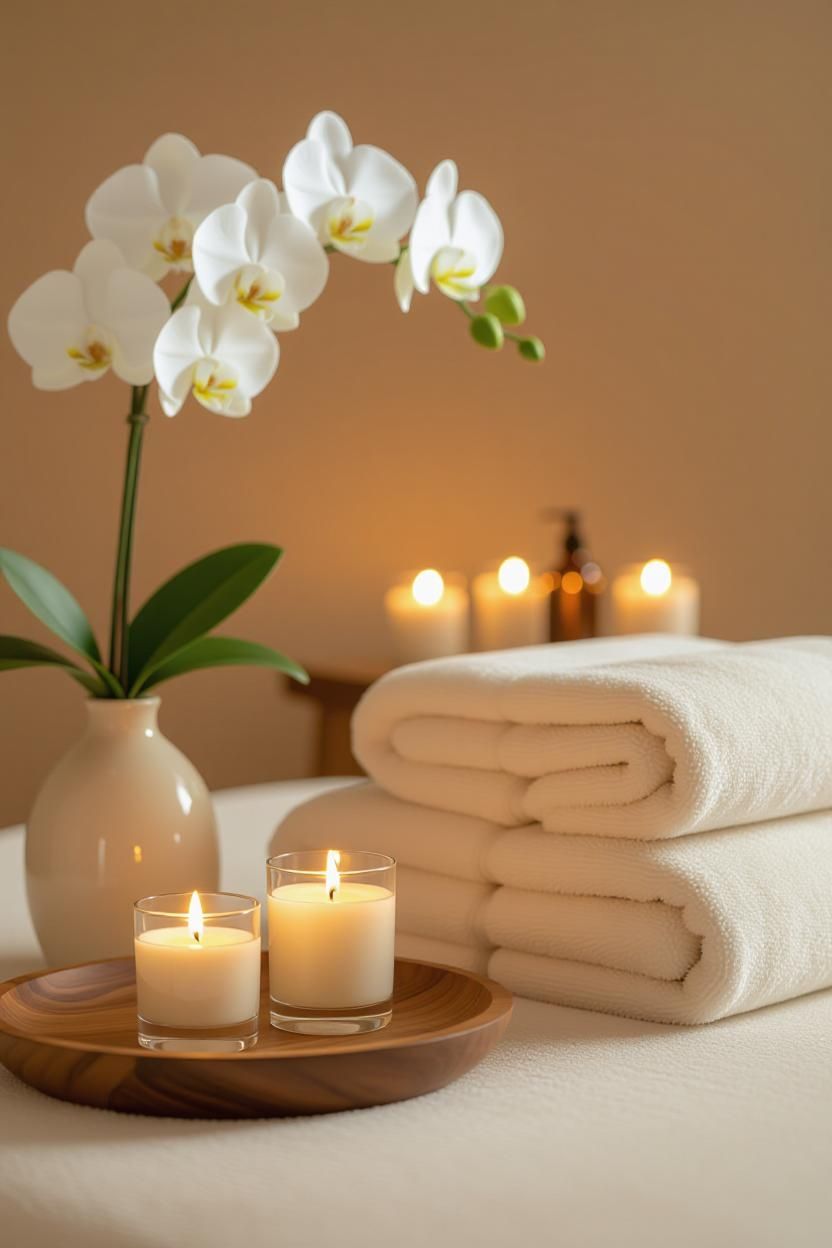 Orchids and candles — peaceful course atmosphere